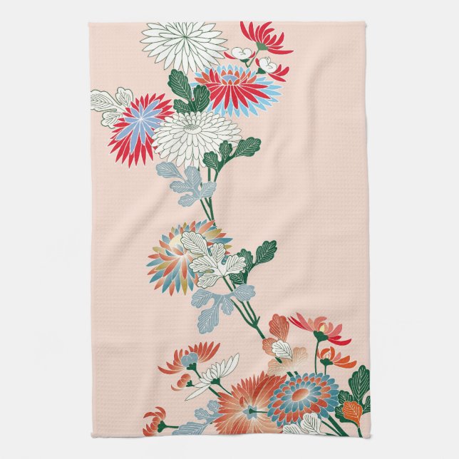 Japanese Chrysanthemum Kitchen Towel (Vertical)