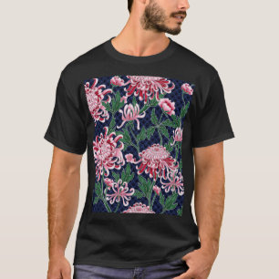 Japanese Chrysanthemum Peonies Vintage Pattern T-Shirt