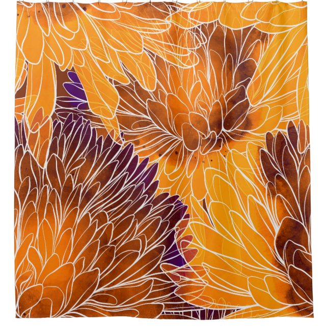 Japanese Chrysanthemum: Watercolor Seamless Patter (Front)