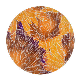 Japanese Chrysanthemum: Watercolor Seamless Patter Cutting Board
