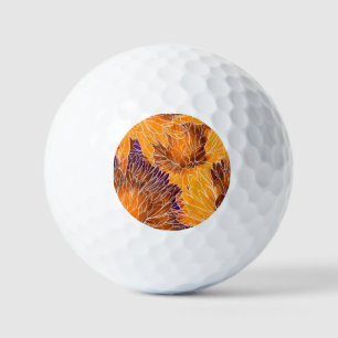 Japanese Chrysanthemum: Watercolor Seamless Patter Golf Balls