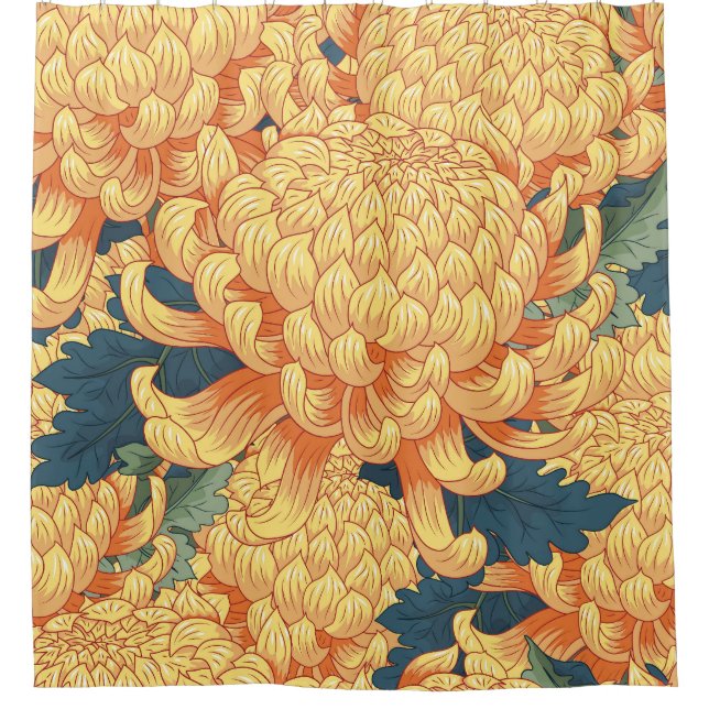 Japanese chrysanthemums: yellow floral pattern. (Front)