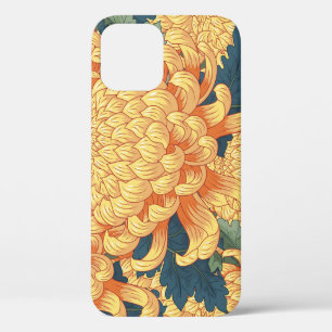 Japanese chrysanthemums: yellow floral pattern. iPhone 12 case
