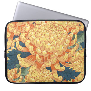 Japanese chrysanthemums: yellow floral pattern. laptop sleeve