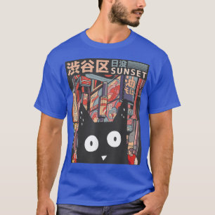 Japanese City Aesthetic Alt Cute Anime Kitten Neko T-Shirt