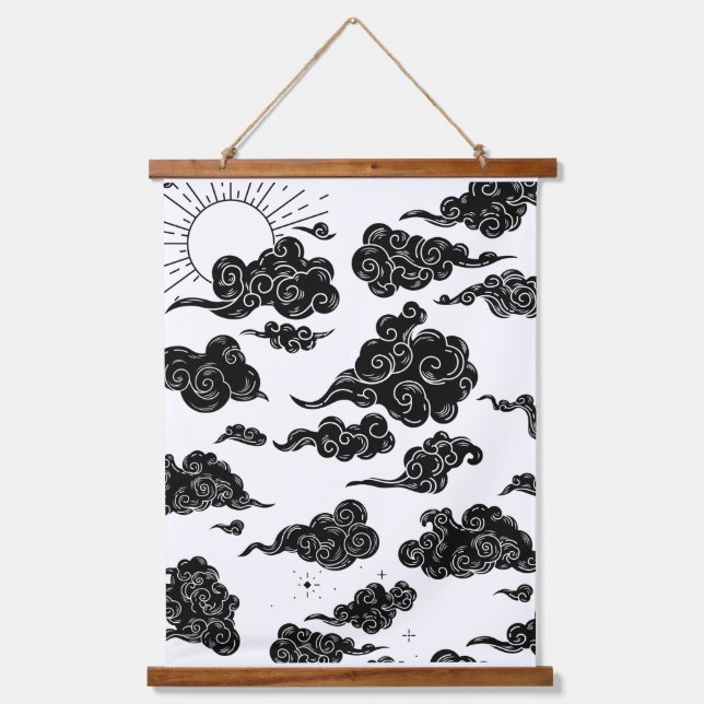 Japanese Cloud Pattern Aesthetic Hanging Tapestry (Front)