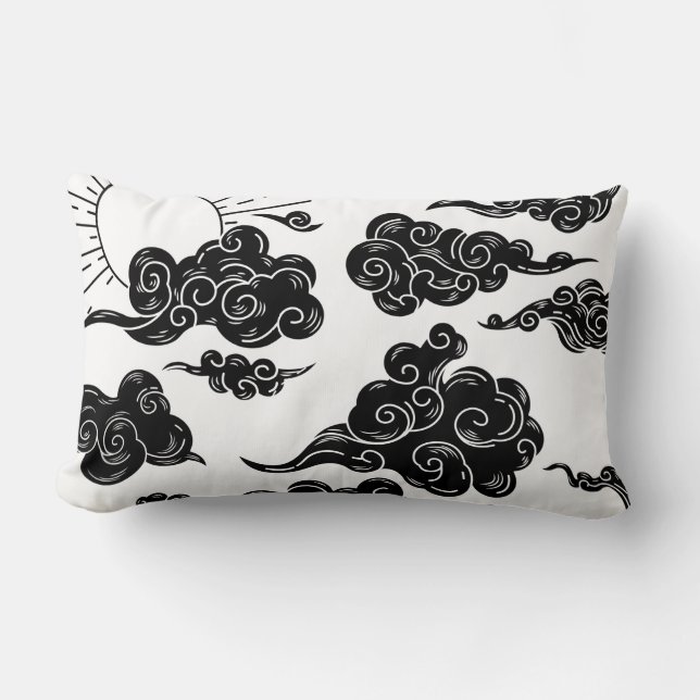 Japanese Cloud Pattern Aesthetic Lumbar Pillow (Front)