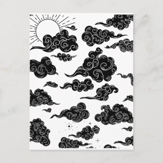 Japanese Cloud Pattern Aesthetic Postcard