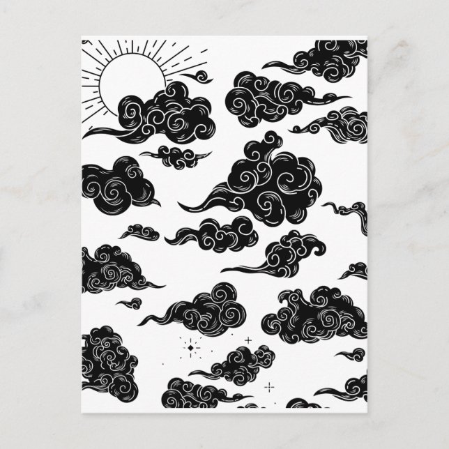 Japanese Cloud Pattern Aesthetic Postcard (Front)
