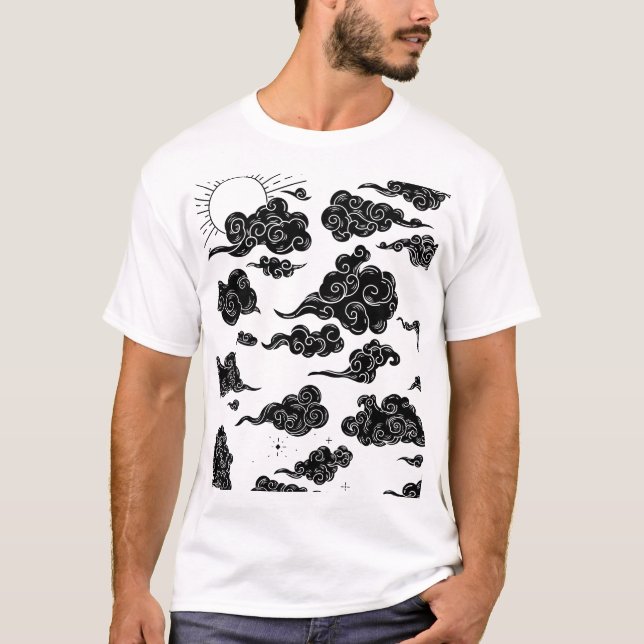 Japanese Cloud Pattern Aesthetic T-Shirt (Front)
