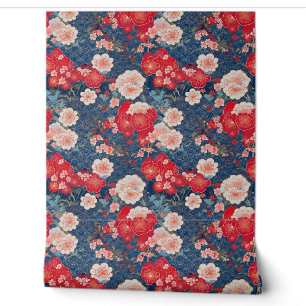 Japanese clouds and flowers wallpaper
