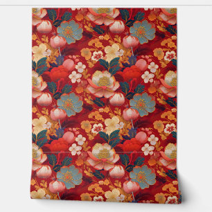 Japanese clouds and flowers wallpaper