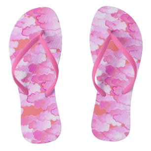Japanese Clouds, Dawn, Orchid Pink and Coral Flip Flops