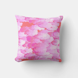 Japanese Clouds, Dawn, Orchid Pink and Coral Throw Pillow