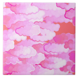 Japanese Clouds, Dawn, Orchid Pink and Coral Tile