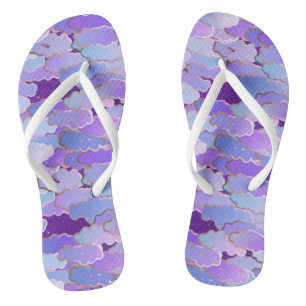 Japanese Clouds, Dawn, Twilight, Deep Purple Flip Flops