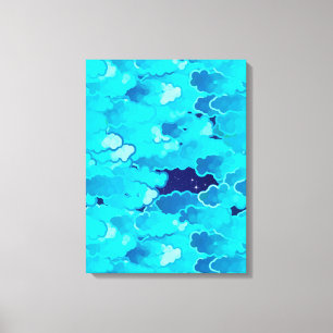 Japanese Clouds, Evening Sky, Turquoise and Indigo Canvas Print