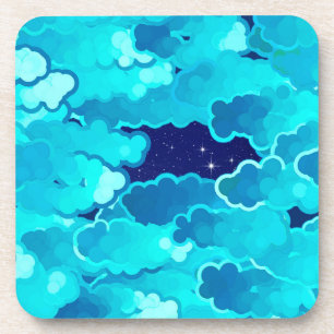 Japanese Clouds, Evening Sky, Turquoise and Indigo Coaster