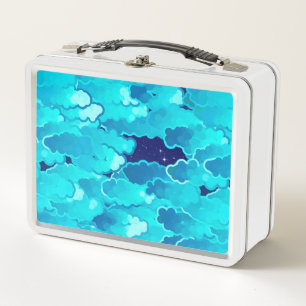 Japanese Clouds, Evening Sky, Turquoise and Indigo Metal Lunch Box