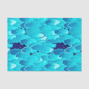 Japanese Clouds, Evening Sky, Turquoise and Indigo Tissue Paper