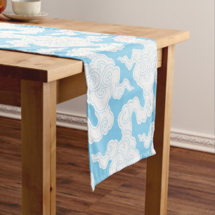 Japanese Clouds Stencil Ise Katagami Pattern Short Table Runner