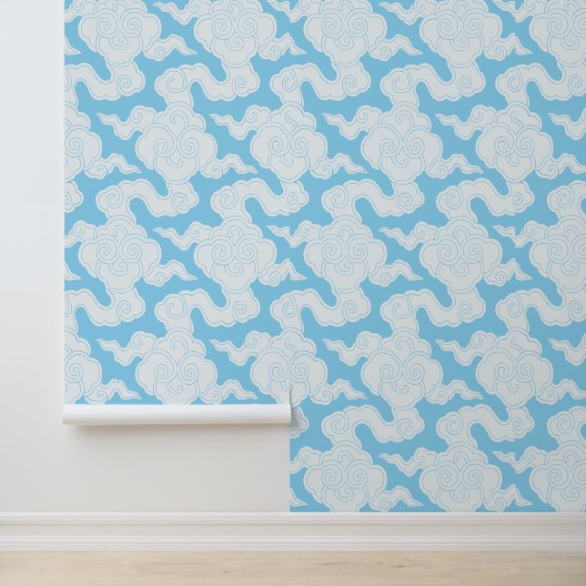 Japanese Clouds Stencil Ise Katagami Pattern Wallpaper (Application)