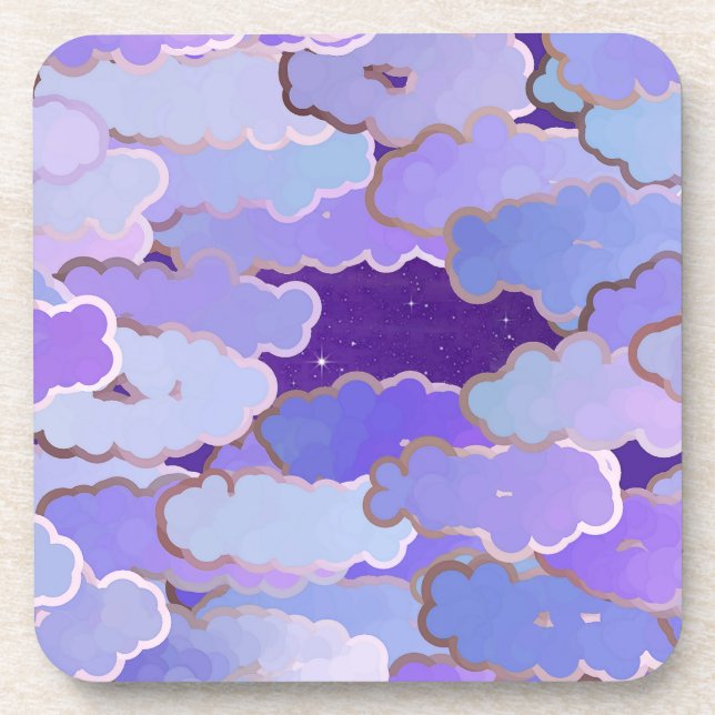 Japanese Clouds, Twilight, Violet and Deep Purple Coaster (Front)