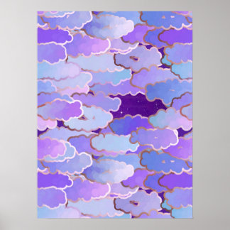 Japanese Clouds, Twilight, Violet and Deep Purple Poster