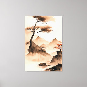 Japanese Coastal Minimalist Landscape Canvas Print