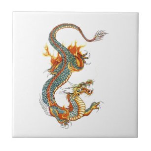 JAPANESE COLORED DRAGON TILE