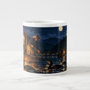 Japanese Cormorant Fishing Moonlight Mug