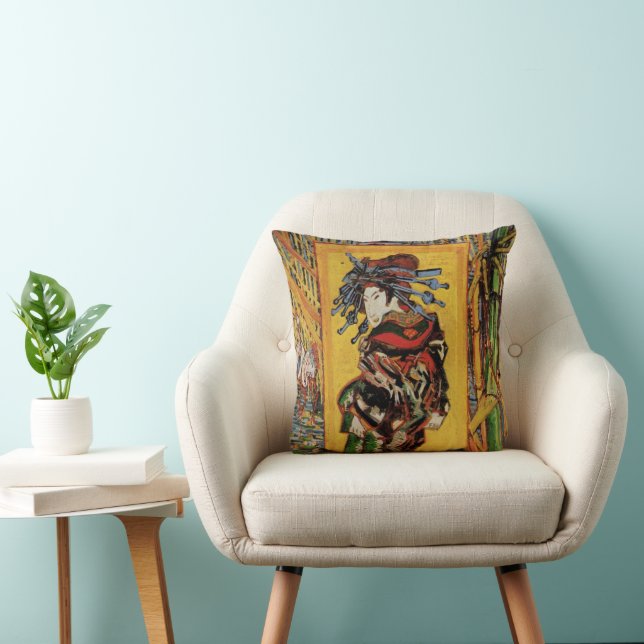 Japanese Courtesan Oiran by Vincent van Gogh Throw Pillow (Chair)