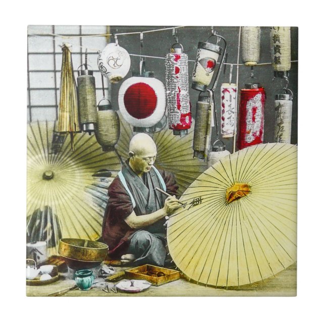 Japanese Craftsman Umbrella Maker No. 2 Vintage Tile (Front)