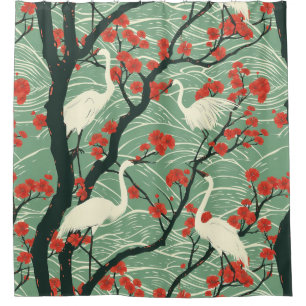 Japanese Crane and Cherry Blossom - Oriental Art