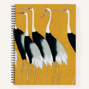 Japanese Crane Artwork Gold Pattern  Notebook