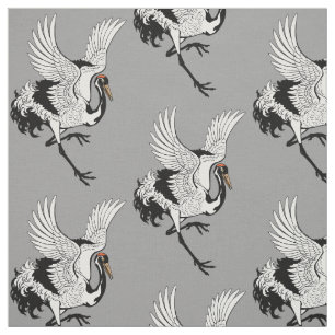Japanese crane bird fabric