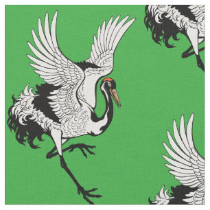 Japanese crane bird fabric