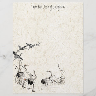 Japanese Crane Bird Wetland Wildlife Letterhead