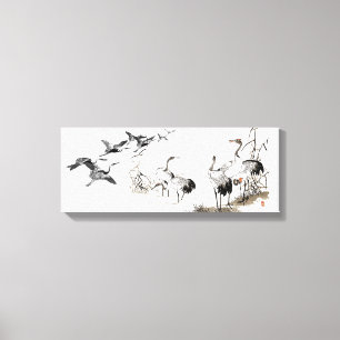 Japanese Crane Bird Wetlands Wildlife Stretched Canvas Print
