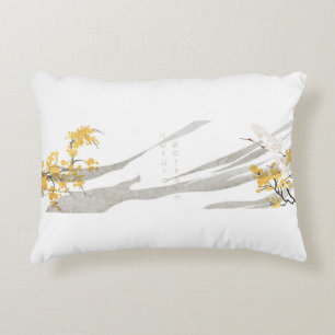 Japanese crane birds accent pillow