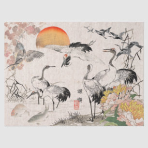 Japanese Crane Birds Bairei Wildlife Tissue Paper