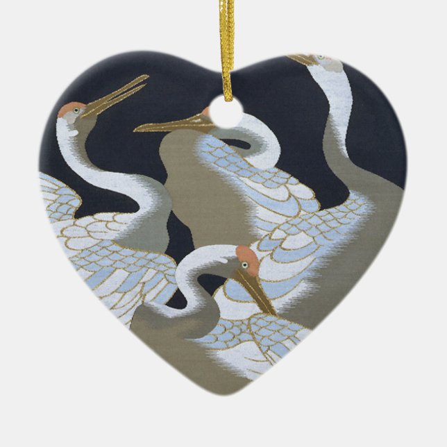 JAPANESE CRANE CERAMIC ORNAMENT (Front)
