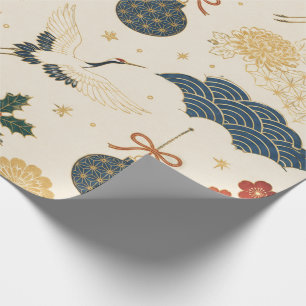 Japanese Crane Christmas Wrapping Paper