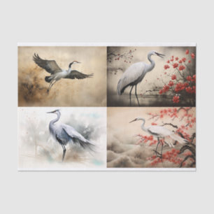 Japanese Crane Collage 2 Decoupage Paper