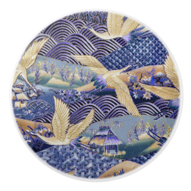 Japanese Crane Custom Ceramic Knob (Front)