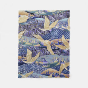 Japanese Crane Custom Fleece Blanket