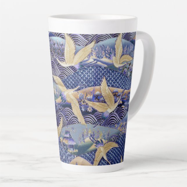 Japanese Crane Custom Latte Mug (Right Angle)