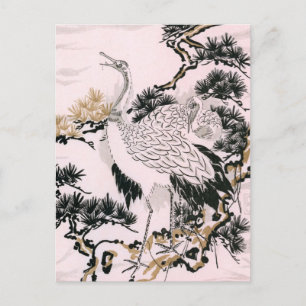 Japanese crane design postcard