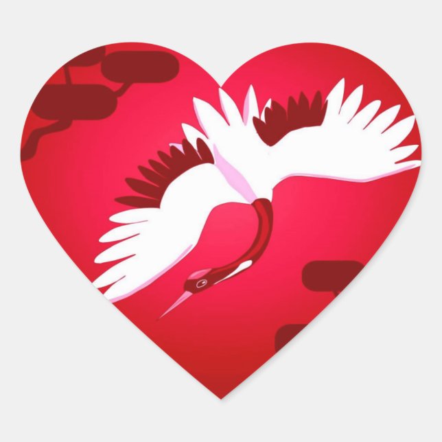 Japanese Crane Heart Sticker (Front)