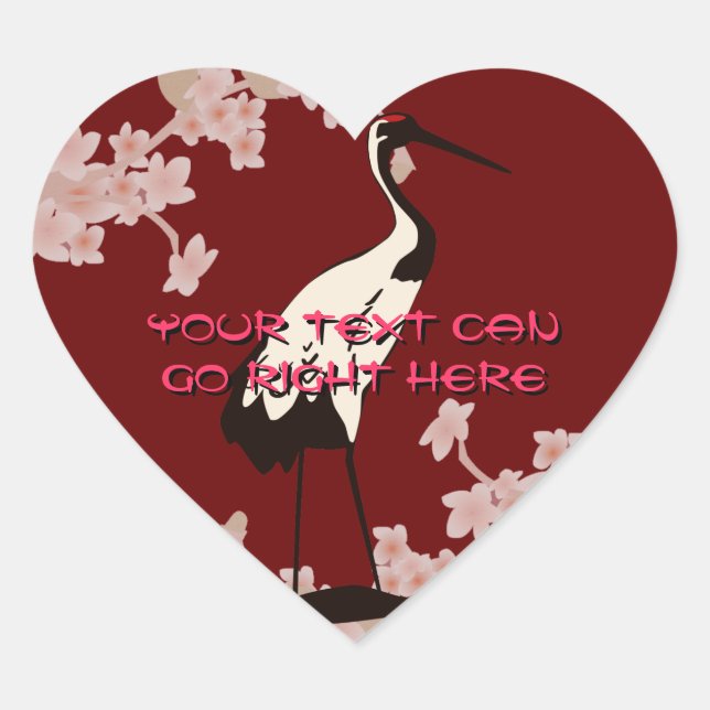 Japanese Crane Heart Stickers (Front)